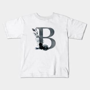 Floral Monogram B Dark Herbs And Flora Kids T-Shirt